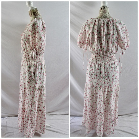TheGet Floral Boho Peasant Cotton Maxi Dress S/M - Picture 7 of 11